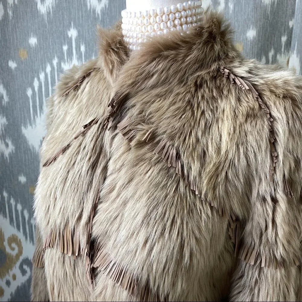 Ralph Lauren ‘15 Collection Tan Italian Lamb Shearling & Suede Fringe Jacket - Picture 9 of 16